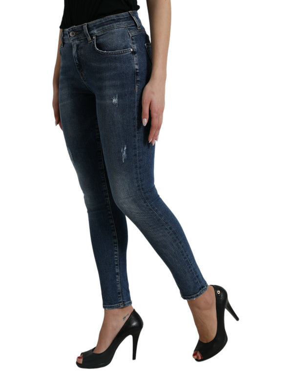 Elegant Mid Waist Stretch Jeans in Blue Dolce & Gabbana