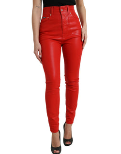 Elegant High-Waist Stretch Denim in Red Dolce & Gabbana