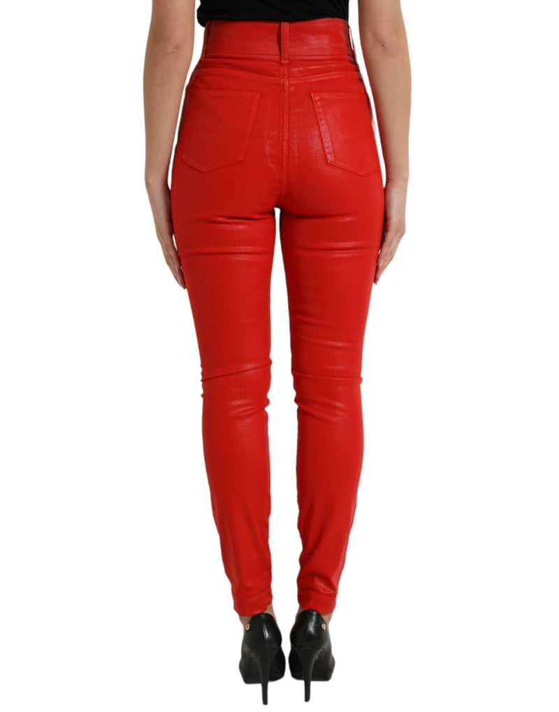 Elegant High-Waist Stretch Denim in Red Dolce & Gabbana