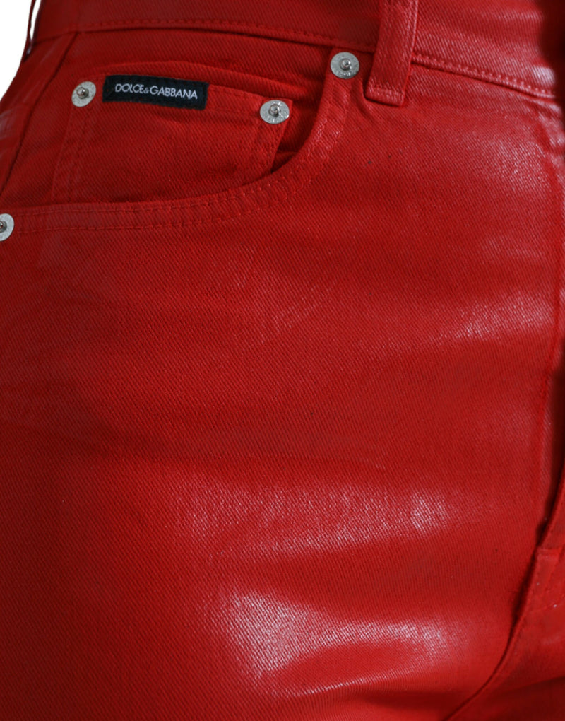 Elegant High-Waist Stretch Denim in Red Dolce & Gabbana