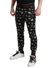 Elegant Silk Jogging Trousers with Ring Print Dolce & Gabbana