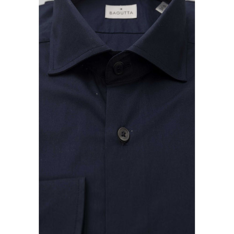 Blue Cotton Men Shirt Bagutta