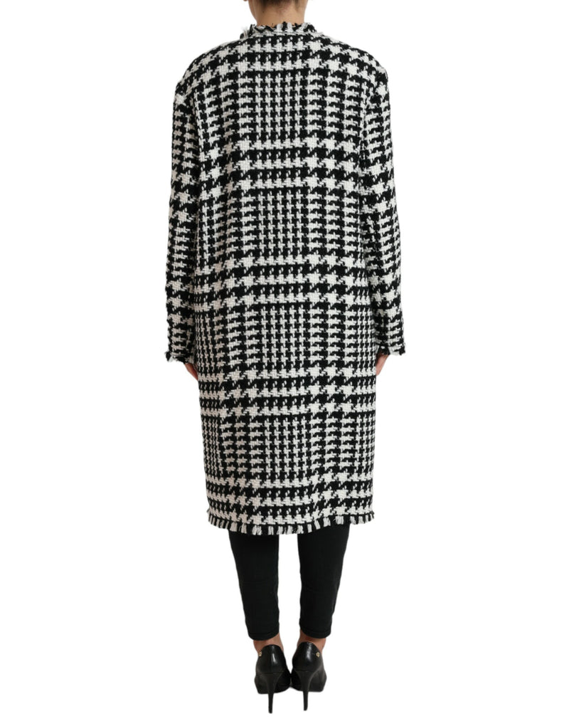 Elegant Houndstooth Long Trench Coat Dolce & Gabbana