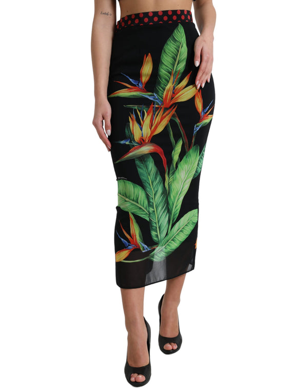 Floral High Waist Silk Midi Skirt Dolce & Gabbana