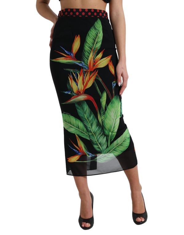 Floral High Waist Silk Midi Skirt Dolce & Gabbana