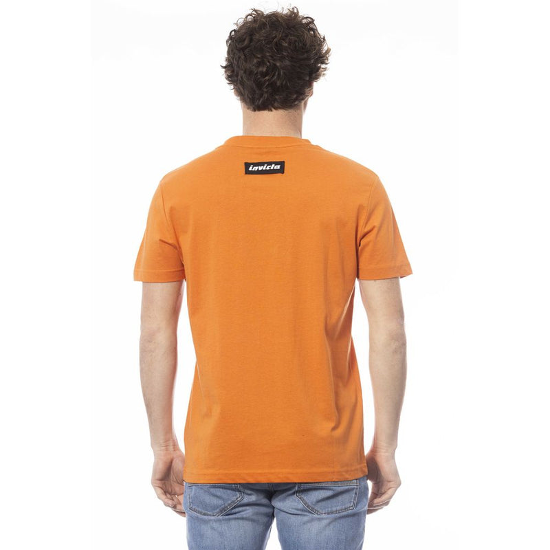 Orange Cotton Men T-Shirt Invicta