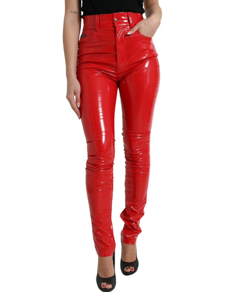 High Waist Red Skinny Pants - Sleek and Chic Dolce & Gabbana