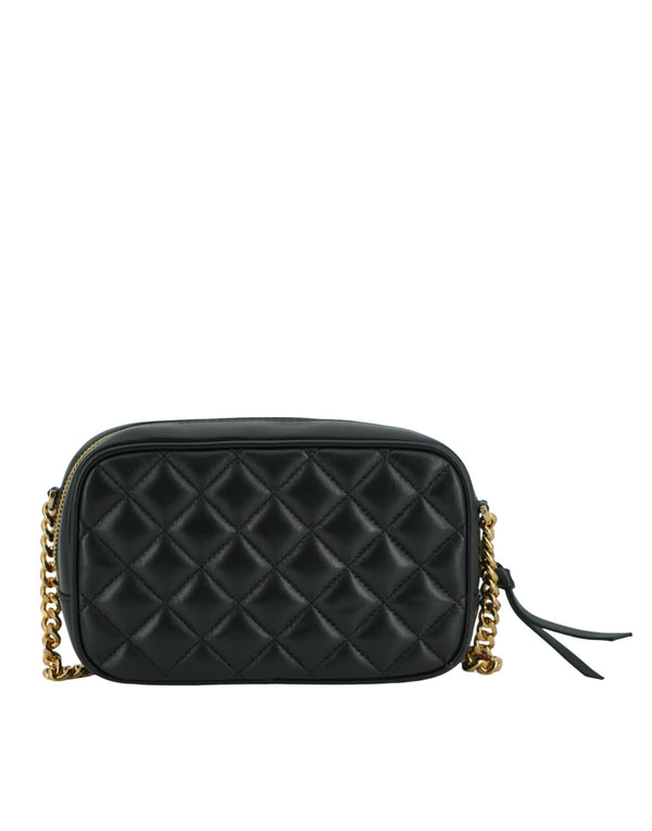 Elegant Small Black Leather Crossbody Bag Versace