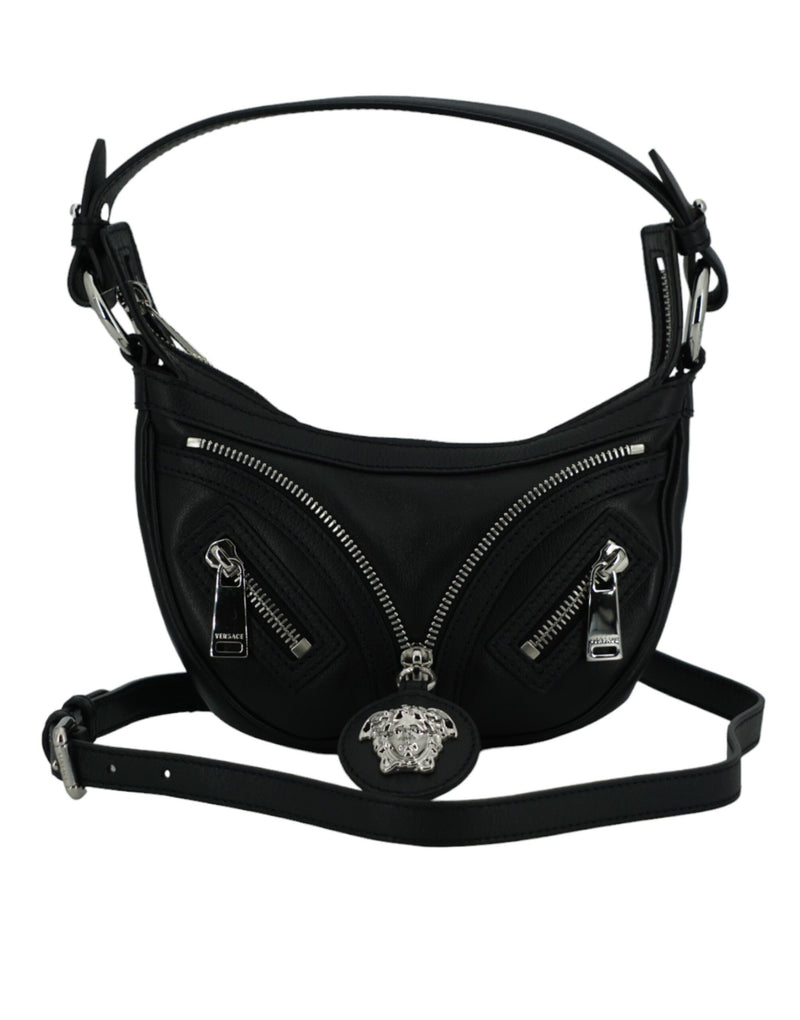 Elegant Black Mini Hobo Shoulder Bag Versace