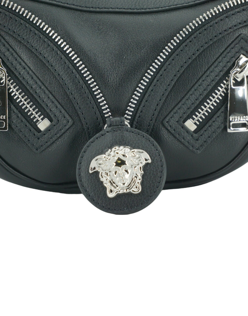 Elegant Black Mini Hobo Shoulder Bag Versace