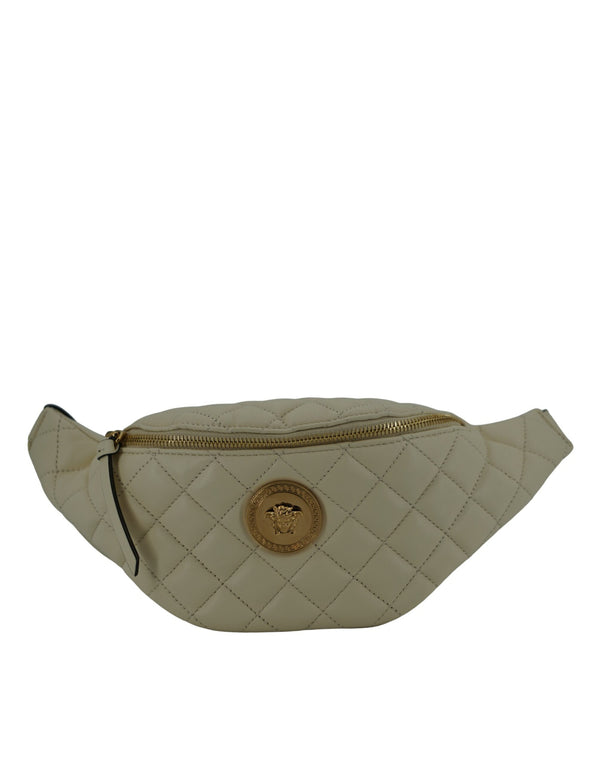 Elegant White Lamb Leather Belt Bag Versace