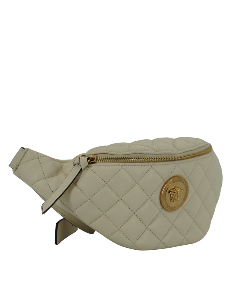 Elegant White Lamb Leather Belt Bag Versace