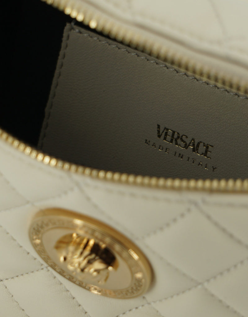 Elegant White Lamb Leather Belt Bag Versace