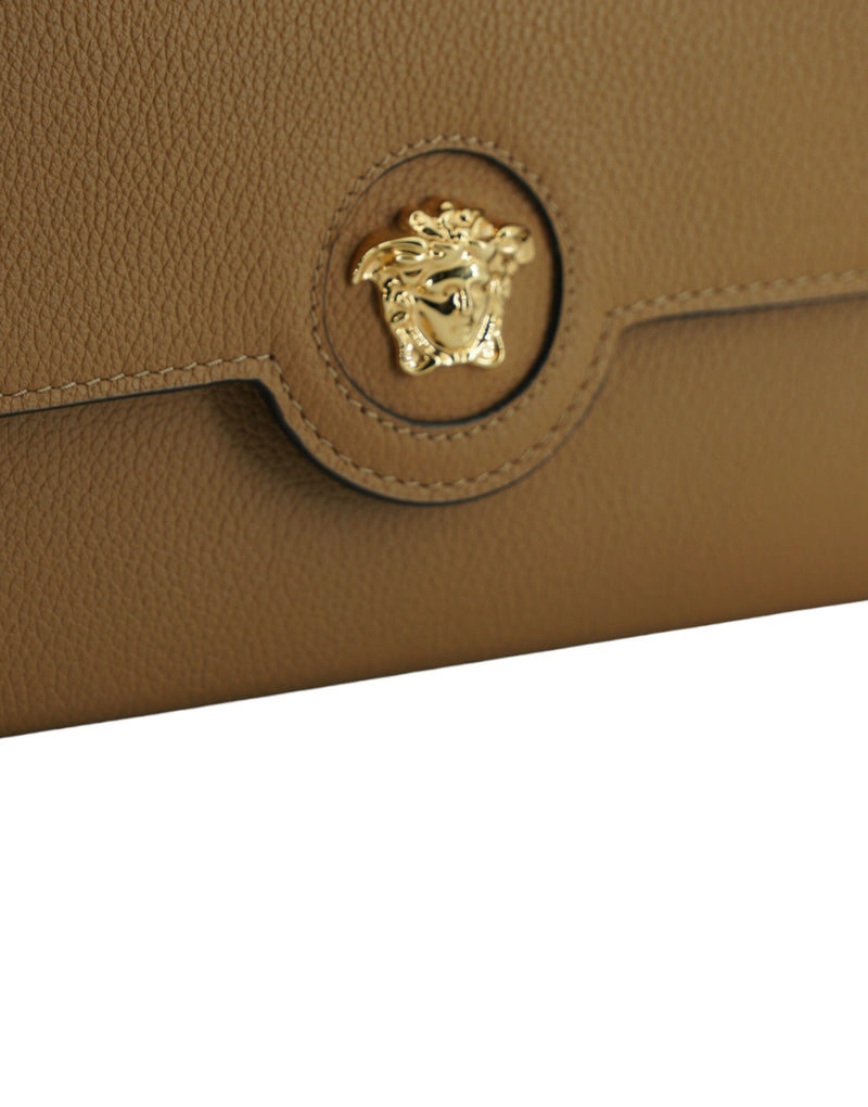 Elegant Calf Leather Wallet with Medusa Logo Versace