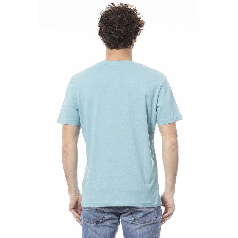 Light Blue Cotton Men T-Shirt Invicta