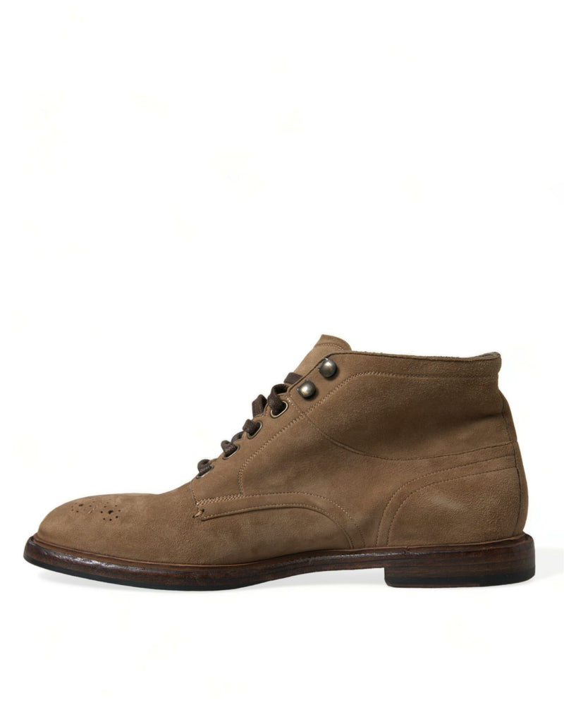 Elegant Leather Ankle Lace-Up Boots Dolce & Gabbana