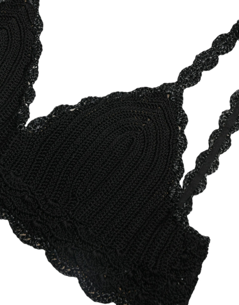 Elegant Black Crochet Corset Top Dolce & Gabbana