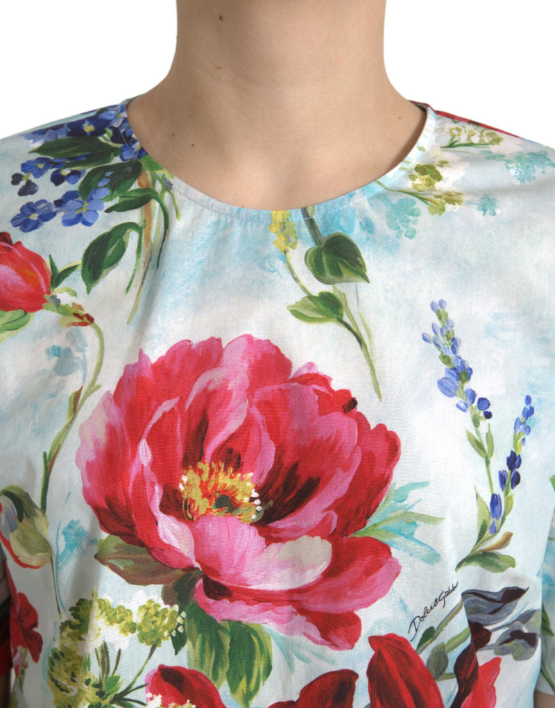 Chic Floral Round Neck Cotton Top Dolce & Gabbana