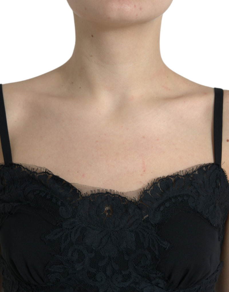 Elegant Black Silk Lace Tank Top Dolce & Gabbana