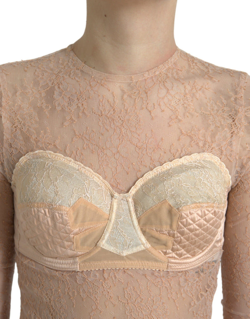 Elegant Lace Bustier Cropped Top Dolce & Gabbana