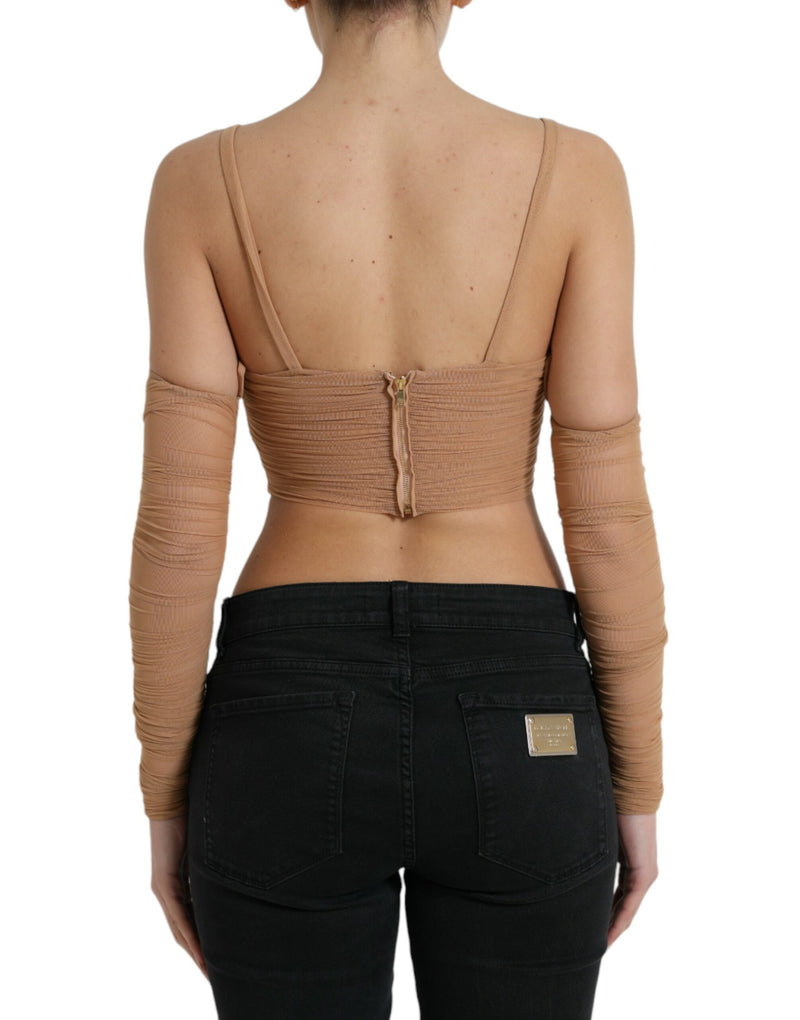 Elegant Brown Cropped Long Sleeve Top Dolce & Gabbana