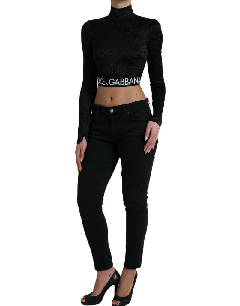 Elegant Black Cropped Top with Zip Closure Dolce & Gabbana