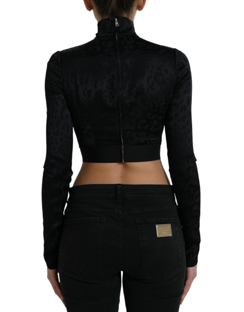 Elegant Black Cropped Top with Zip Closure Dolce & Gabbana