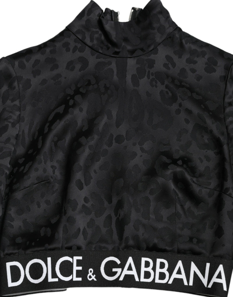 Elegant Black Cropped Top with Zip Closure Dolce & Gabbana