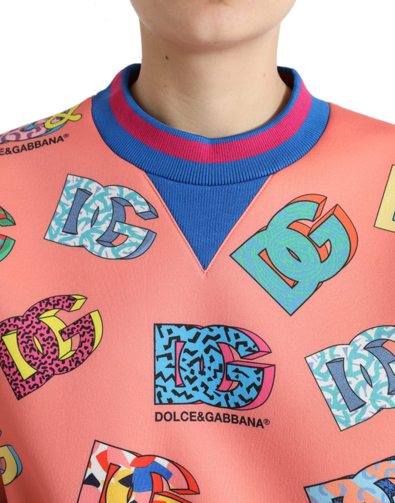 Salmon Pink Logo Sweater - Crew Neck Elegance Dolce & Gabbana