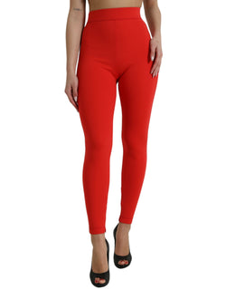 Elegant High Waist Red Leggings Dolce & Gabbana