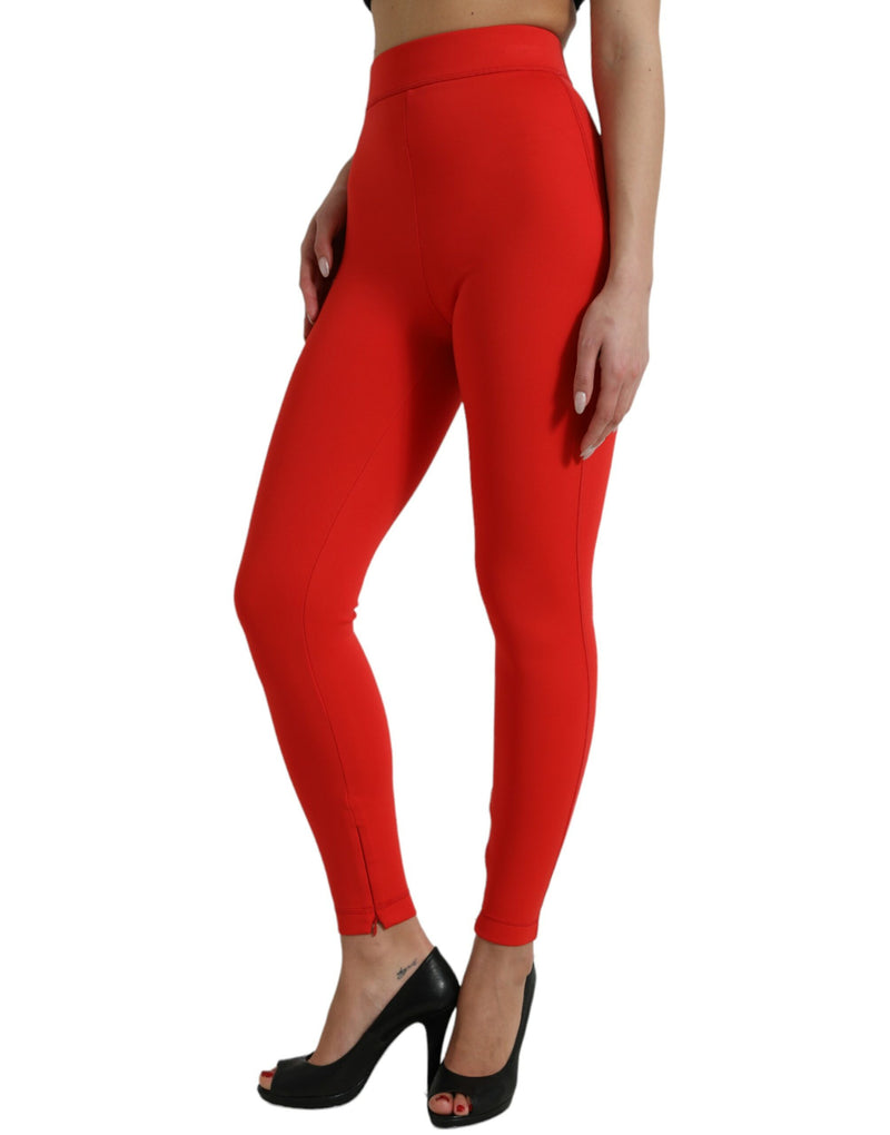 Elegant High Waist Red Leggings Dolce & Gabbana