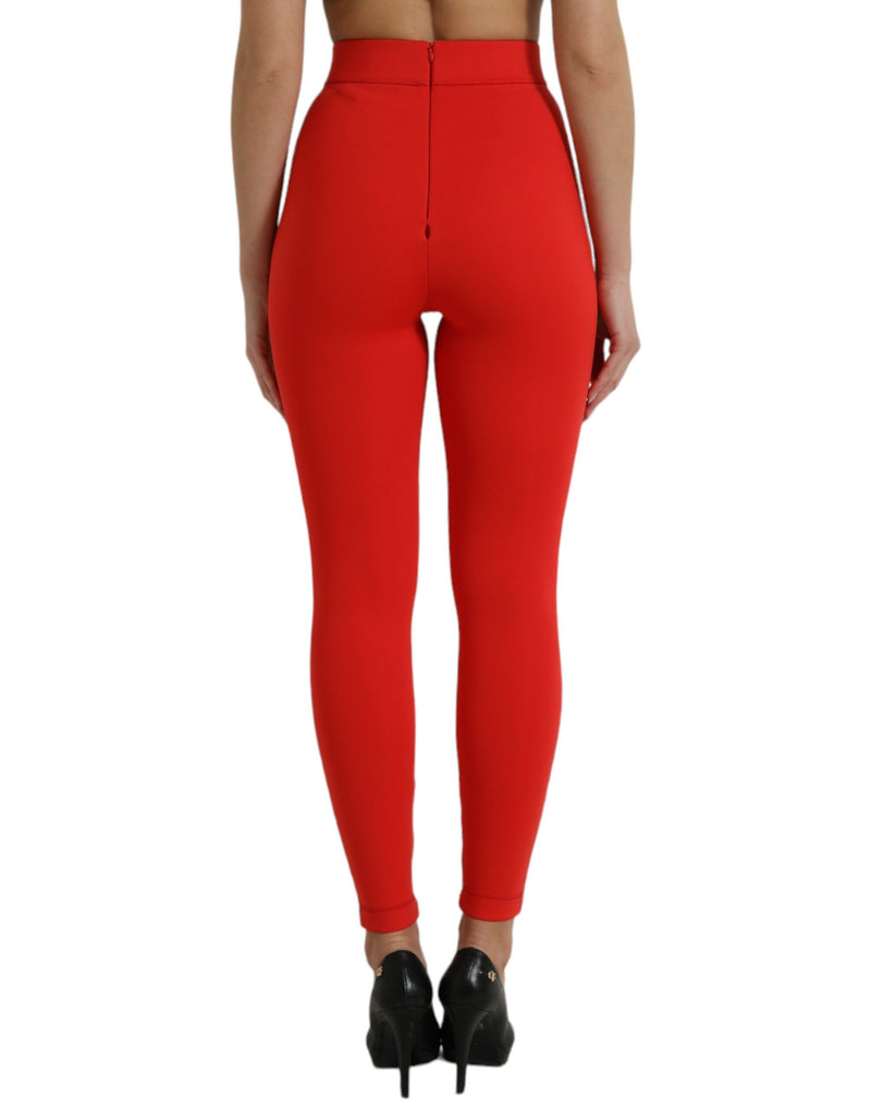 Elegant High Waist Red Leggings Dolce & Gabbana