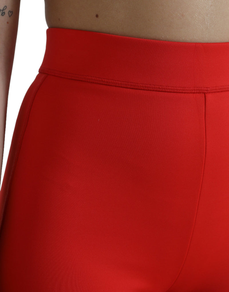 Elegant High Waist Red Leggings Dolce & Gabbana