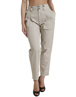 High-Waisted Tapered Fashion Pants - Beige Dolce & Gabbana