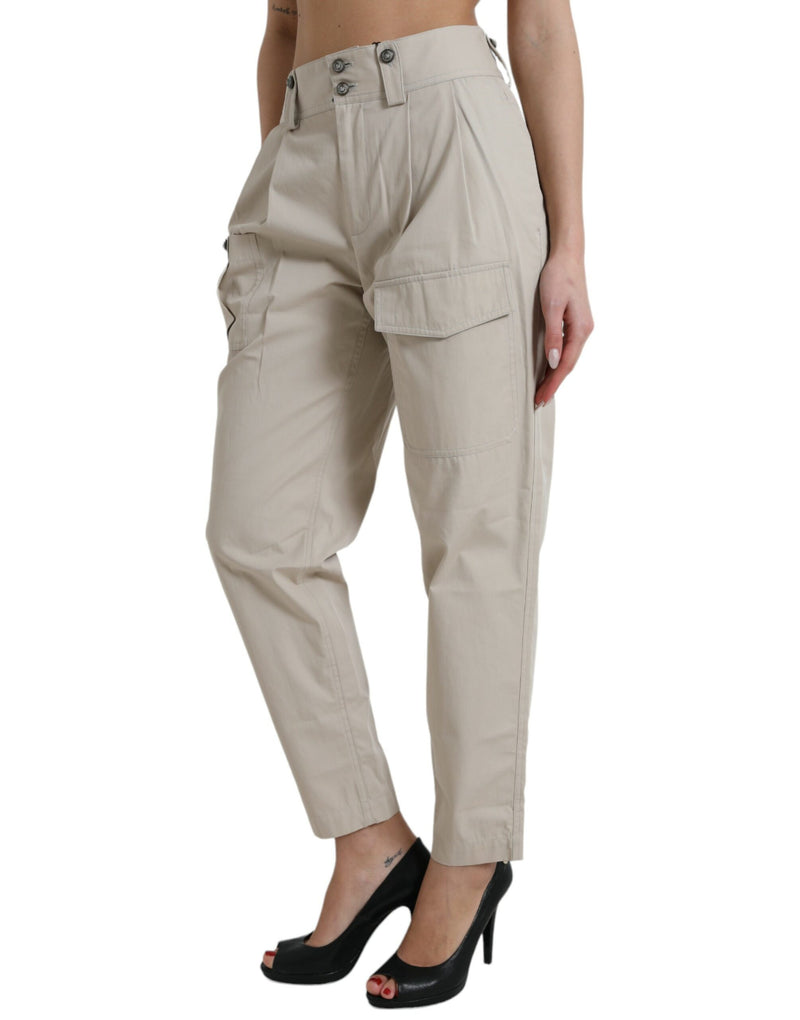 High-Waisted Tapered Fashion Pants - Beige Dolce & Gabbana