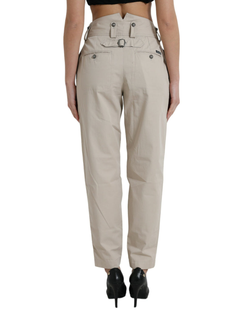 High-Waisted Tapered Fashion Pants - Beige Dolce & Gabbana