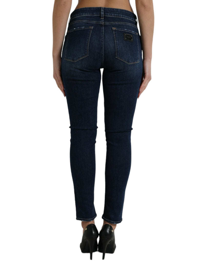 Elegant Dark Blue Mid Waist Stretch Jeans Dolce & Gabbana