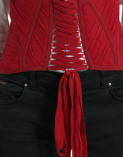 Silk Corset Waist Belt in Fiery Red Dolce & Gabbana