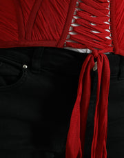 Silk Corset Waist Belt in Fiery Red Dolce & Gabbana