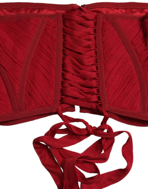 Silk Corset Waist Belt in Fiery Red Dolce & Gabbana