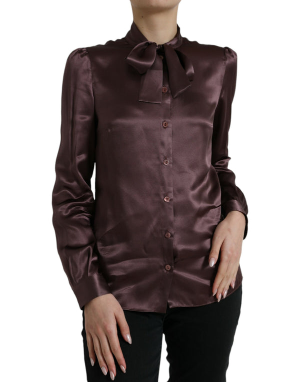 Elegant Silk Ascot Collar Blouse Dolce & Gabbana