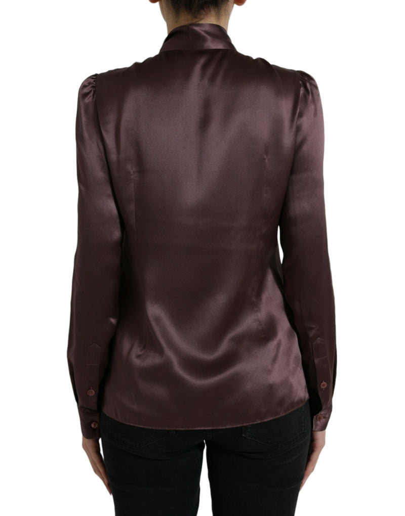 Elegant Silk Ascot Collar Blouse Dolce & Gabbana