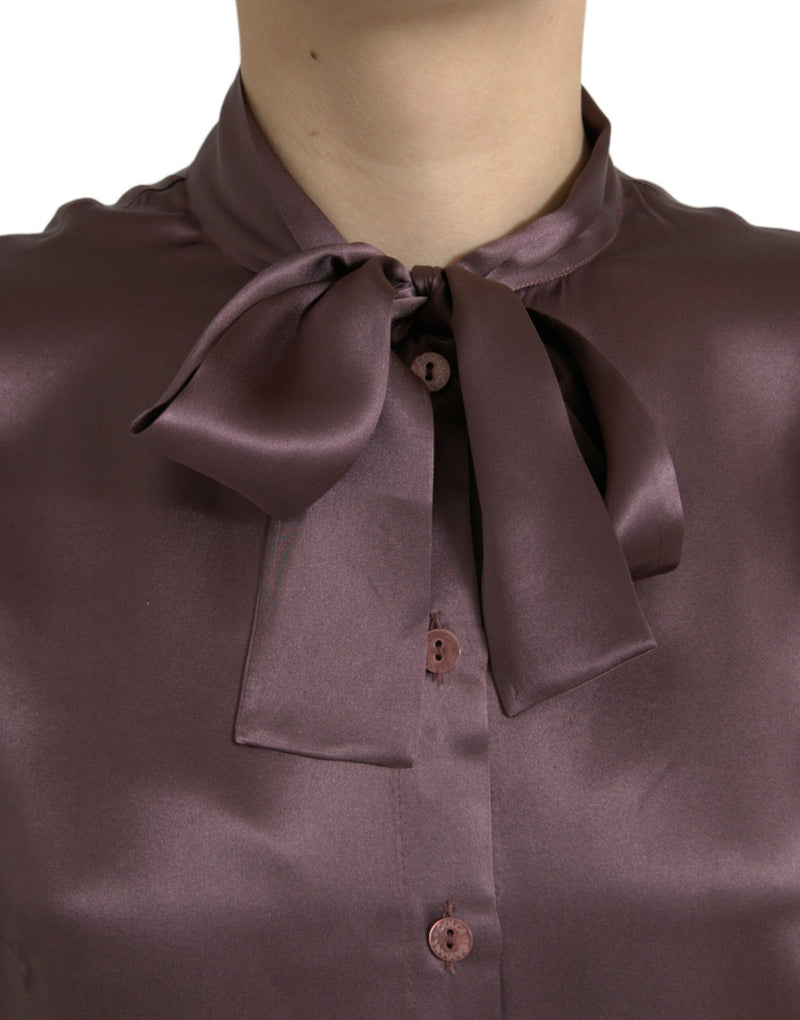 Elegant Silk Ascot Collar Blouse Dolce & Gabbana