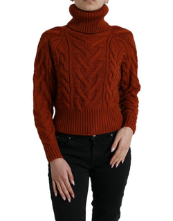 Elegant Brown Turtleneck Wool Sweater Dolce & Gabbana