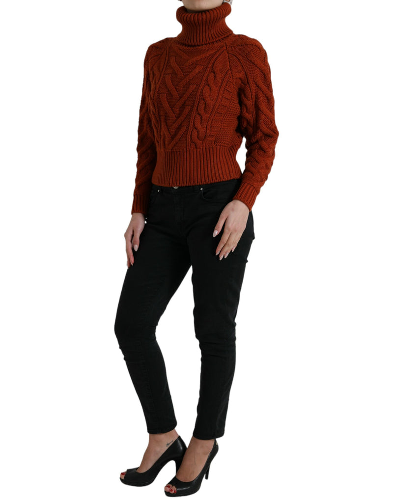 Elegant Brown Turtleneck Wool Sweater Dolce & Gabbana