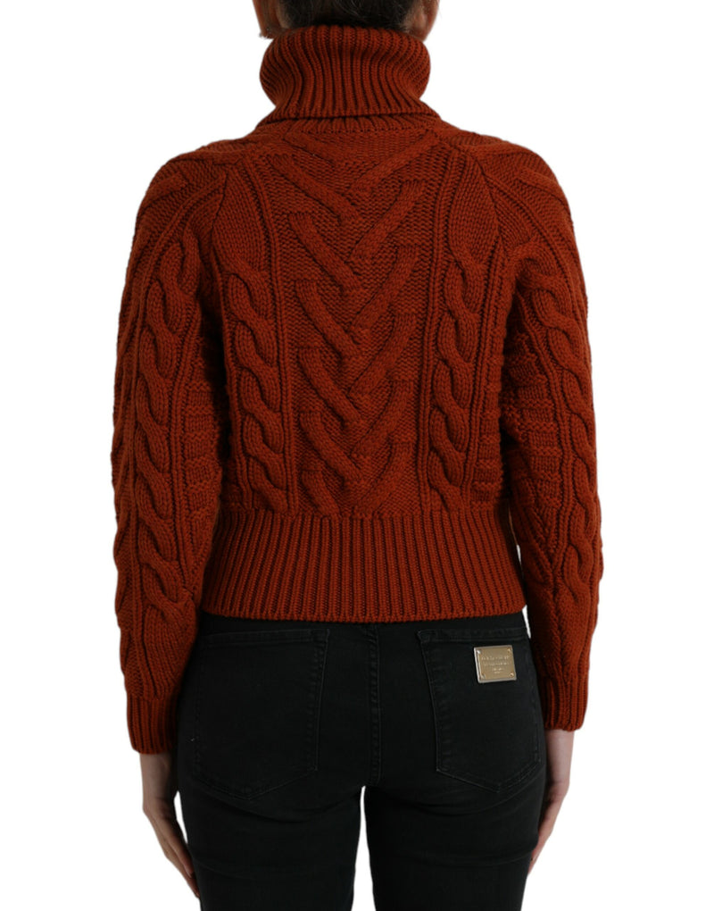 Elegant Brown Turtleneck Wool Sweater Dolce & Gabbana