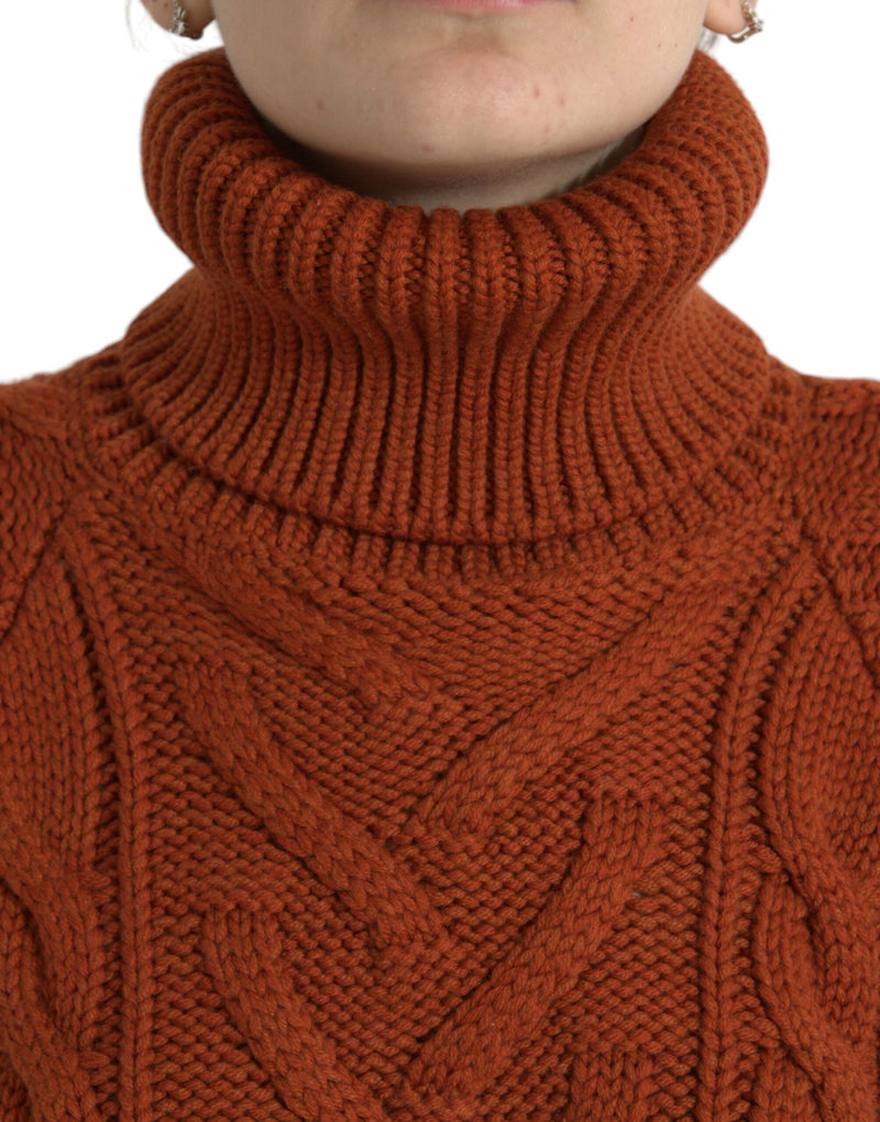 Elegant Brown Turtleneck Wool Sweater Dolce & Gabbana