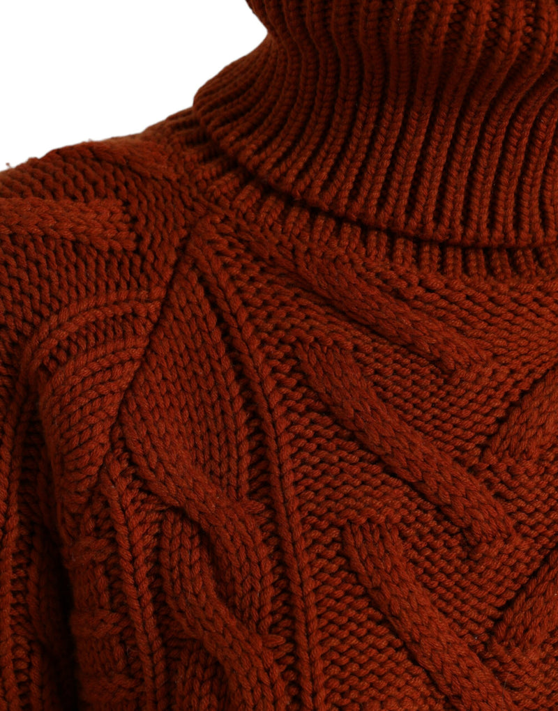 Elegant Brown Turtleneck Wool Sweater Dolce & Gabbana