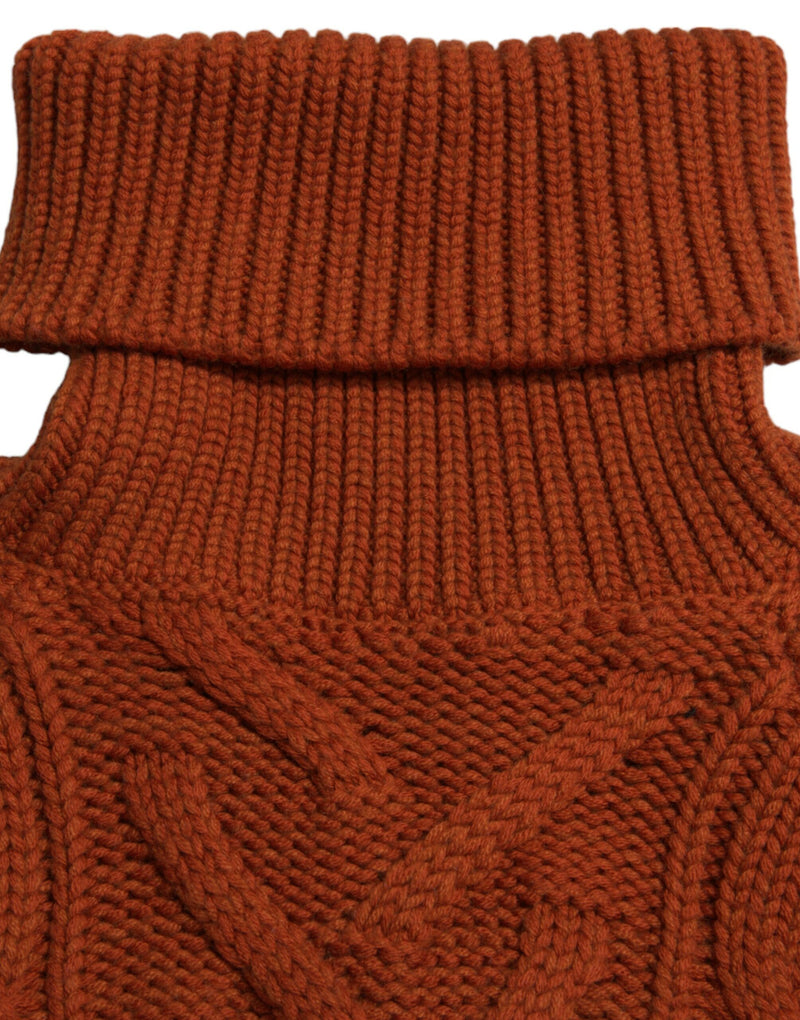 Elegant Brown Turtleneck Wool Sweater Dolce & Gabbana