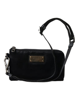 Elegant Black Nylon & Leather Pouch Dolce & Gabbana